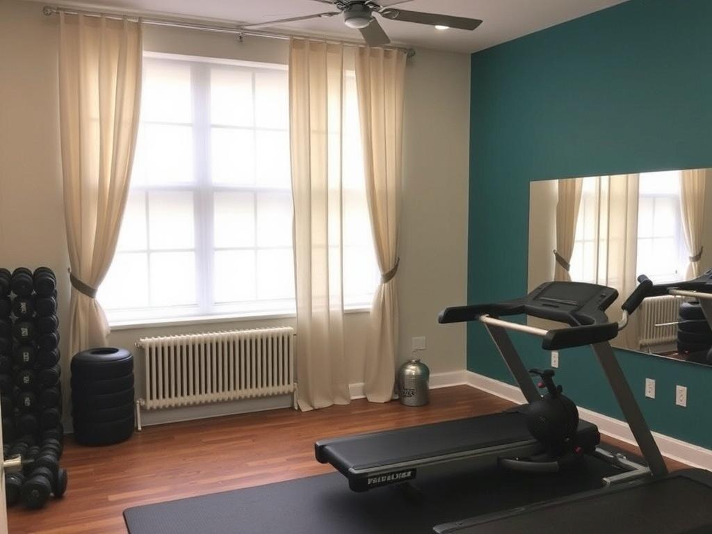 Custom-made curtains for a home gymфото